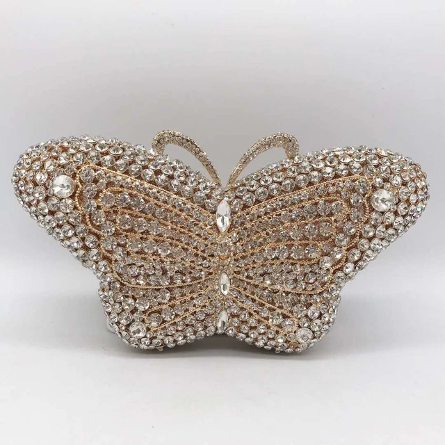 Stylish Butterfly Shaped Handbag, Glitter Rhinestone Novelty Purse