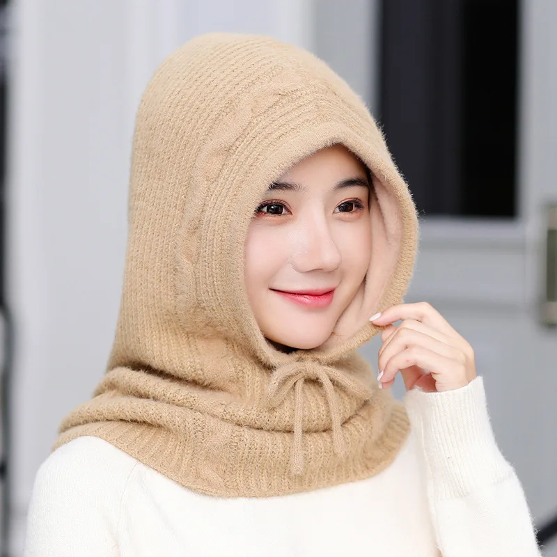 Байкерский комбинезон, шапка для женщин, зимняя теплая и Пушистая Шапка, трендовая велосипедная ветрозащитная вязаная шапка для защиты лица - Цвет: 25