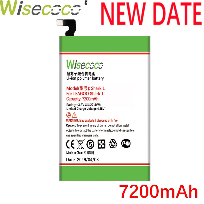 

Wisecoco SHARK 1 7200mAh New Powerful Battery For LEAGOO Shark1 Shark-1 Phone Battery Replacement + Tracking Number