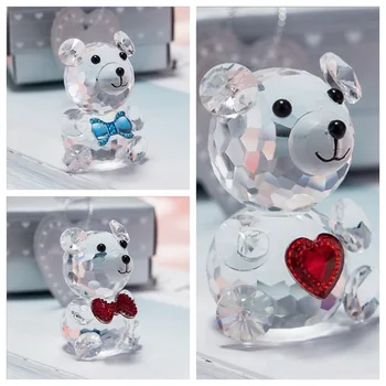 

Choice Crystal Collection Teddy Bear Figurines Favor in Silver Gift Box Baby Birthday Keepsake Crystal Paperweight