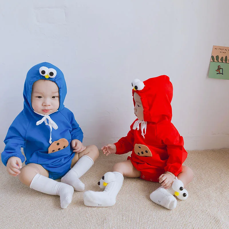 Roupas de Bebê Outono Bebê Menina Bodysuits Estilo Algodão Manga Longa Hoodies Fart-envolto Rastejando Ternos Gêmeos 4 Outono bebê menina bodysuits estilo bebê algodão
