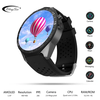 

Smart Watch Phone Android 7.0 Quad Core 1GB+16GB 1.3GHz 1.39 inch 400*400 Screen 2.0MP Camera SmartWatch Phone For IOS / Android