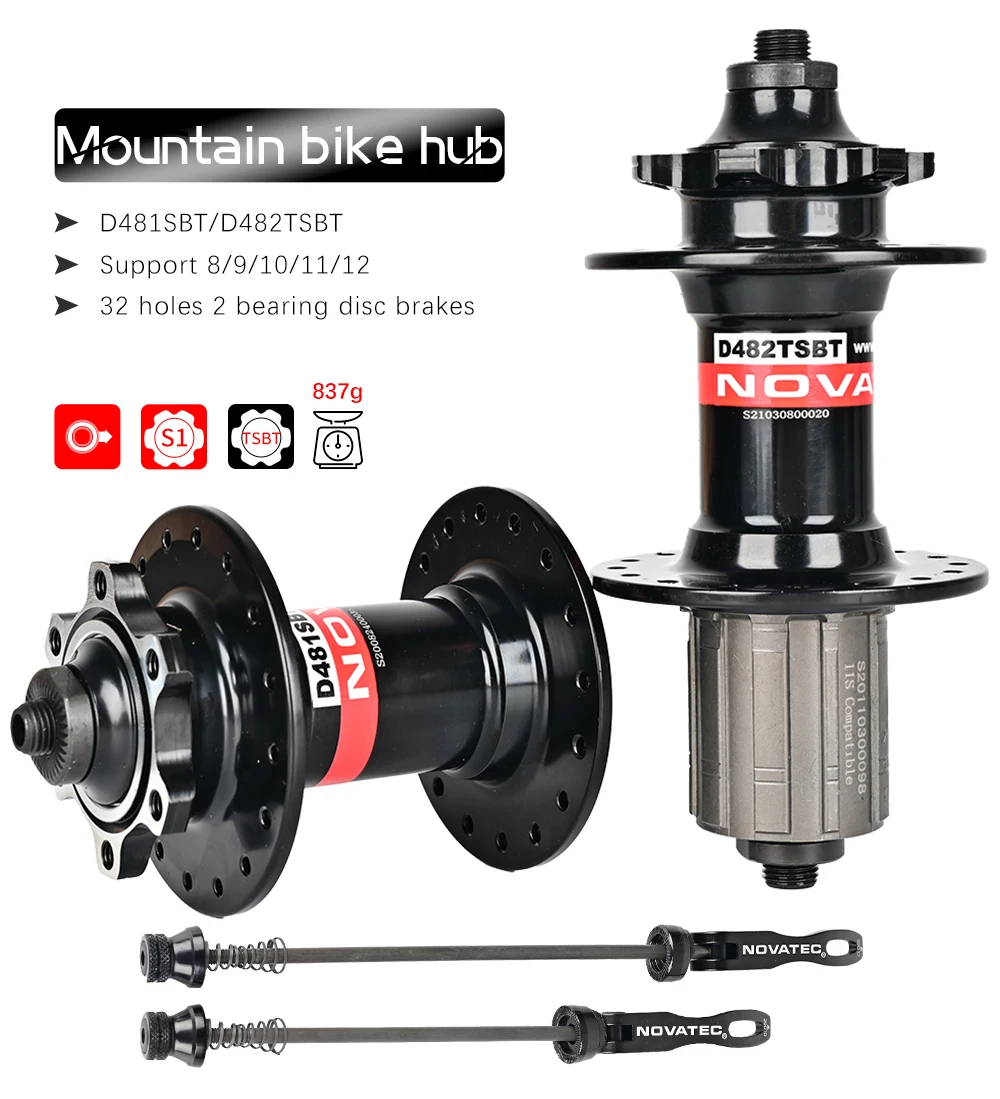 NOVATEC D481/D482TSBT 32 Holes Mountain Bicycle Bearing Hubs for