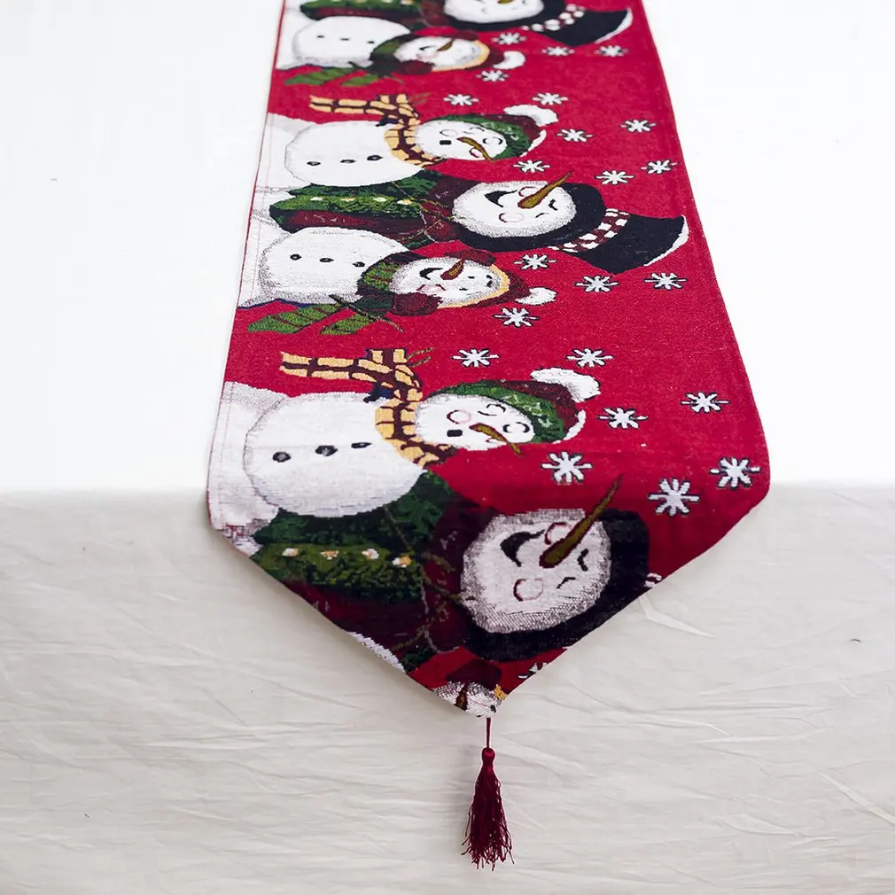  Cotton Christmas Table Flags Decorations Embroidered Christmas Tree ELK Snowman Desktop Decoration 