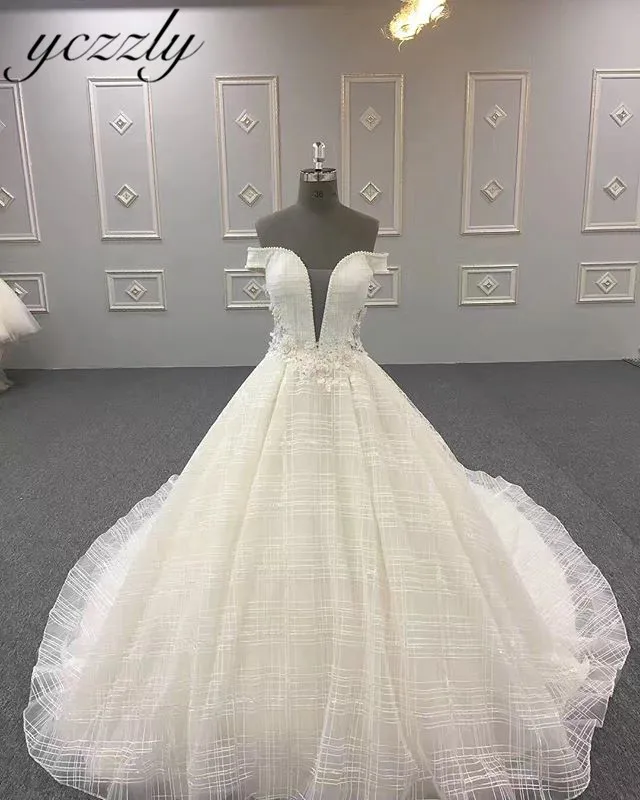 Vestidos De Novia горячая Распродажа бальное платье с открытыми плечами свадебное платье для принцессы плюс размер кружева аппликации свадебные платья Boda YW08