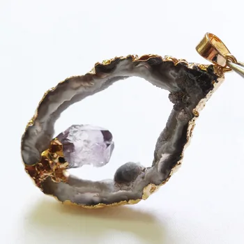 

4pcs 45mm Natural Black Agates Slice Pendant Irregular Raw Agates Geode Druzy Natural Stones Pendants For DIY Jewelry Making