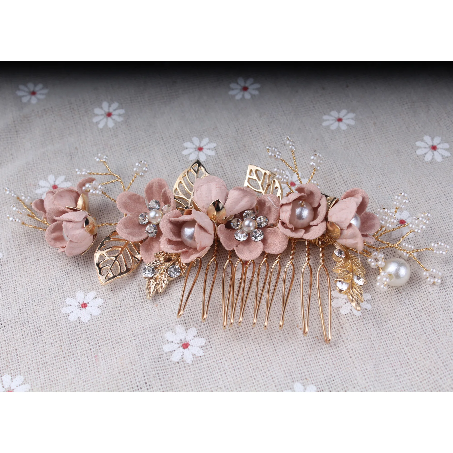 Korean-style Bride Headdress Up-do Set Flower Floral Headdress Hairpin Comb Marriage Yarn Hair Accessories Comb Hairpin