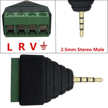 

2.5mm male Stereo Audio Video to 4 Screw Terminal male Headphone Balum Converter Adapter