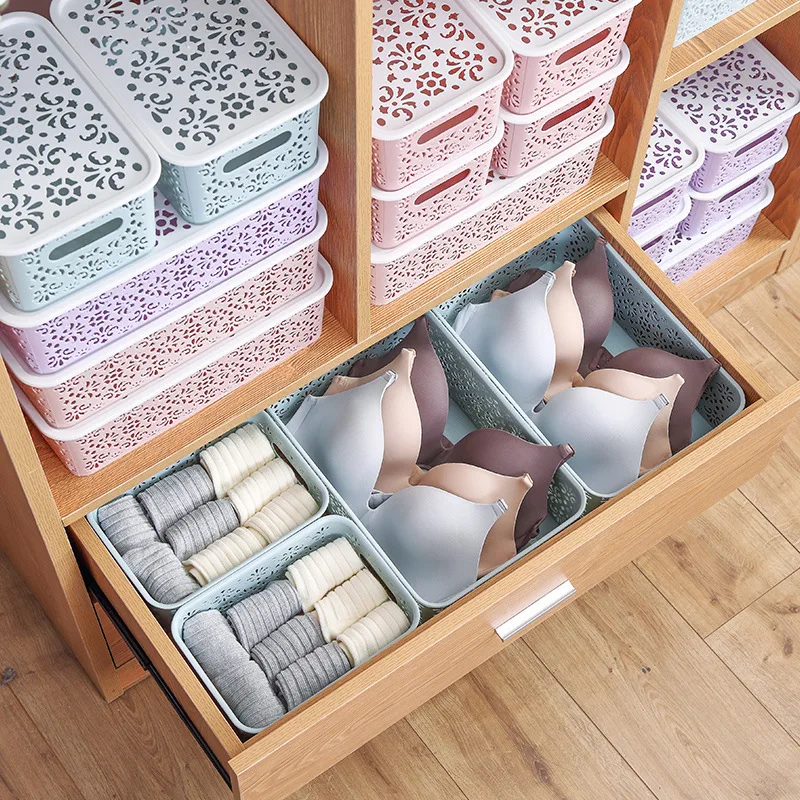 

Plastic Hollow Out Makeup Storage Box Desk Office Desk Debris Storage Basket Fashion Multi-functional Storage Basket
