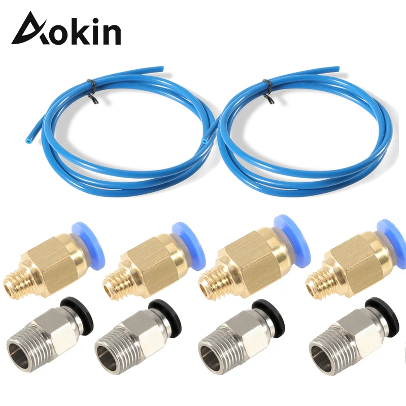 

2PCS Teflon Tube PTFE Blue Tubing 1.5M with 4PCS PC4-M6 Fitting + 4PCS PC4-M10 Fitting Connector for 3D Printer 1.75mm Filament