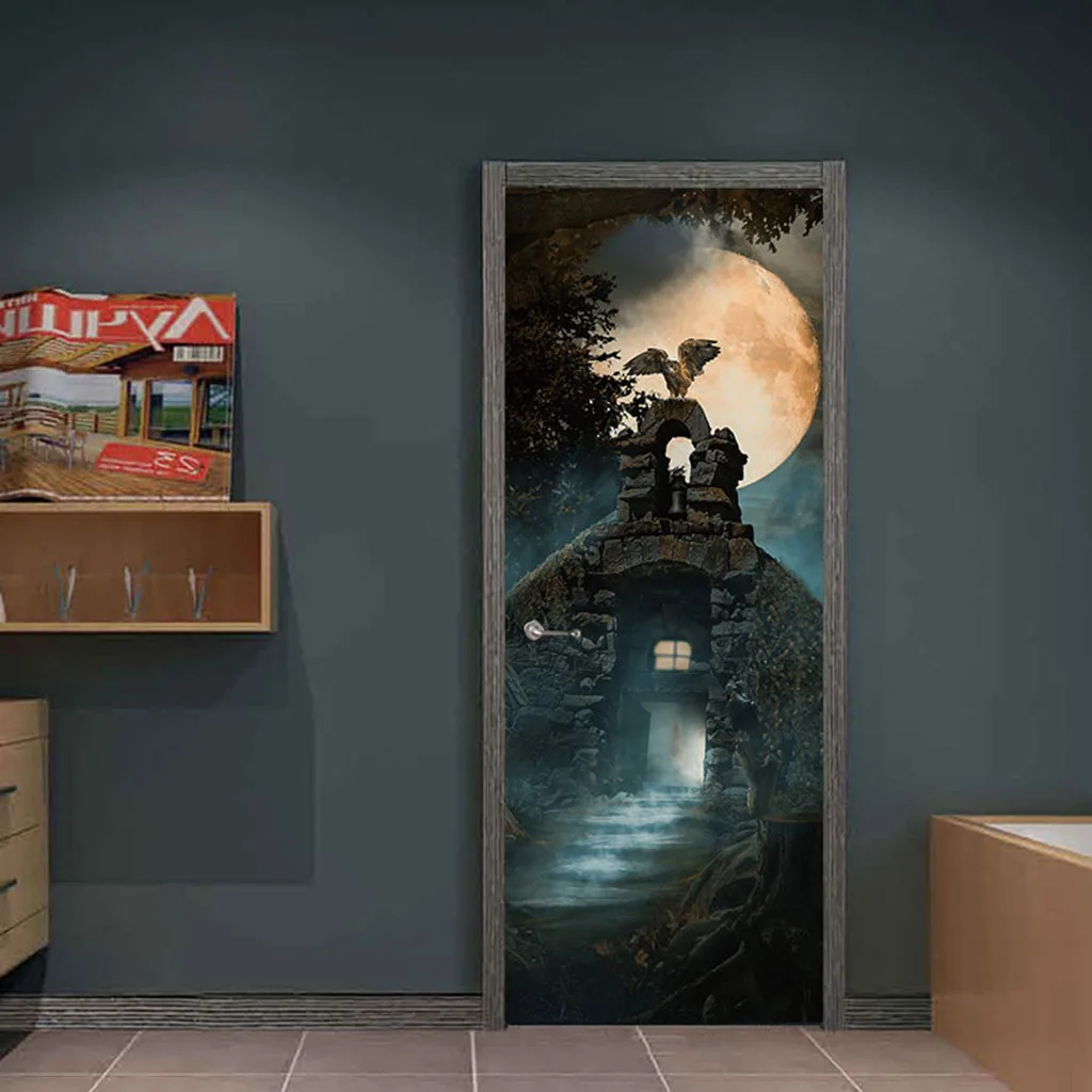 Хэллоуин Череп Зомби Призрак двери Стикеры для домашнего декора 38,5x200 см x 2 шт. бытовой Star Wars, декор "Ужасы" наклейки