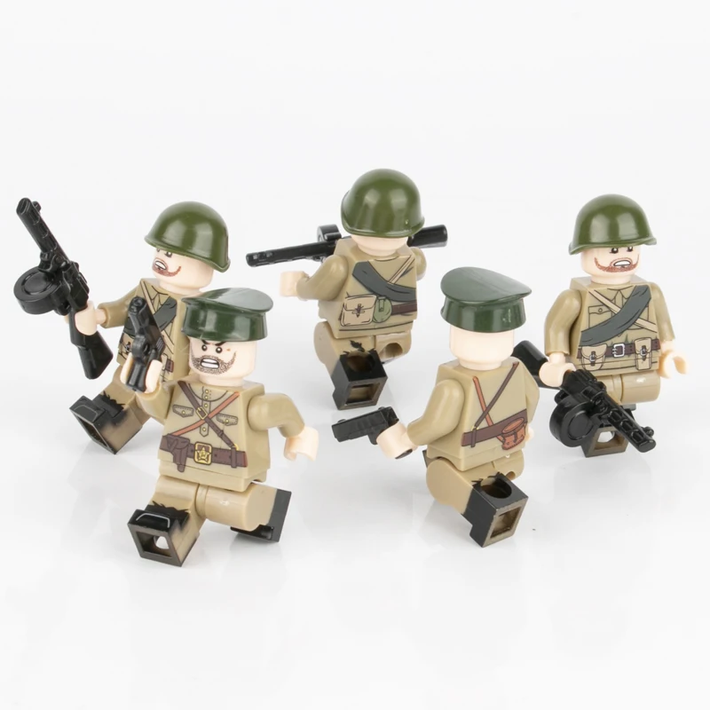 WW2 военная армия советские солдатики фигурки строительные блоки Россия полицейский оружие детали аксессуары Кирпичи игрушки для детей