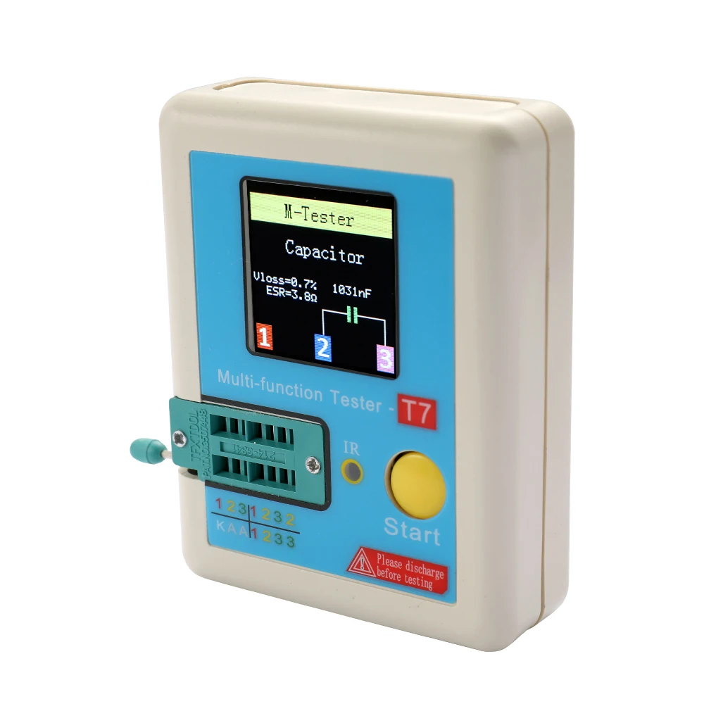 

Transistor Tester TFT Diode Triode Capacitance Tester ESR Tester NPN PNP MOSFET IR Multifunction Tester Multimeter LCR-t7