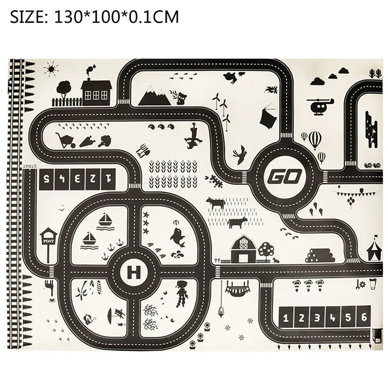 Город парковка карта дорожные знаки модель автомобиля мат для скалолазания игрушка Ползания коврик игровой коврик развитие ковры рождественские подарки - Цвет: d