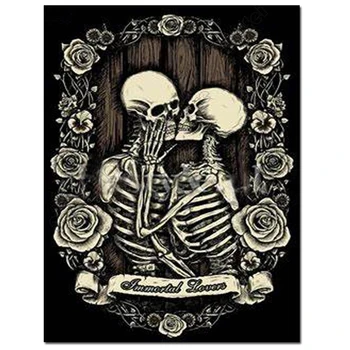 

Full square Diamond art 5D DIY Diamond Painting gothic art skull couple 3D Embroidery round rhinestones Cross Stitch Mosaic deco