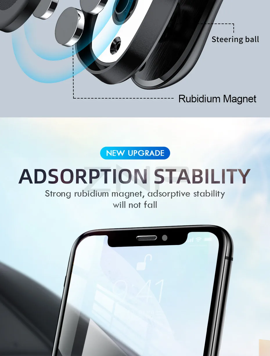 ZNP Универсальный магнитный автомобильный держатель для телефона для iPhone samsung 360 Вращающийся Автомобильный держатель для мобильного телефона