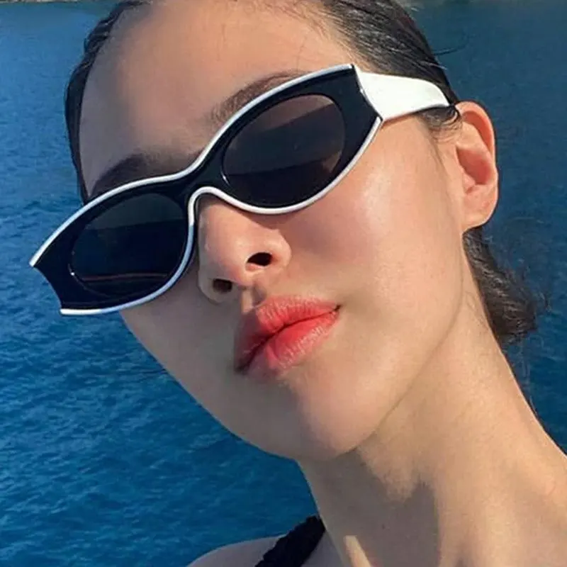 

Vintage Contrast Color Oval Sunglasses Women's Luxury Brand Designer Eyewear Sun Glasses Mirror Shades for Women Men UV400 SG077