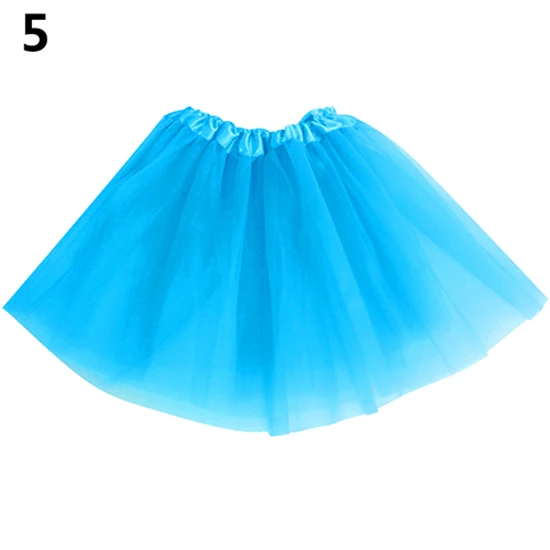 Милая многослойная фатиновая Пышная юбка с эластичной резинкой на талии для девочек; платье принцессы с юбкой-пачкой; детская сценическая юбка для девочек - Цвет: Light Blue
