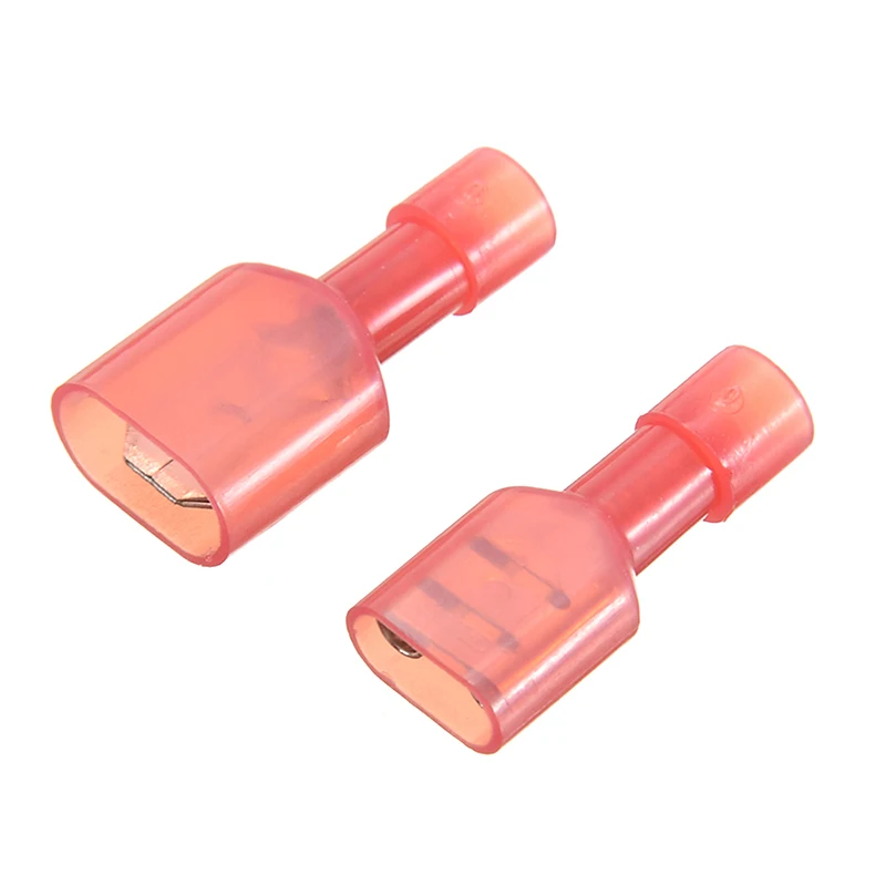 

50pcs 22-18AWG Male+Female Spade Insulated Electrical Crimp Terminal Connectors Wiring Cable Plugs Red Color