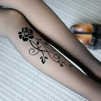 

Winter Warm Grey Fake Transparent Leggings Fake tattoo Women's Keep Warm Fake Translucent Leg Pants Thick Velvet Leggings