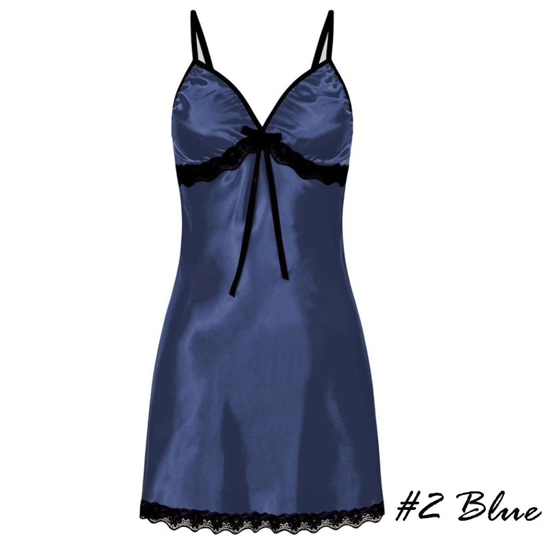 Sexy Sleepwear Women Lace Silk Satin Night Dress Sleeveless Nighties V-neck Nightgown Plus Size 3XL Nightdress Summer Nightwear