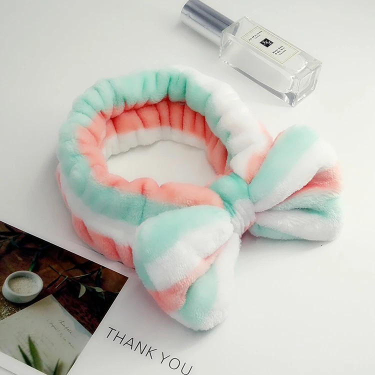 White Green Shallow Аксессуары для волос с буквенным принтом OMG, ободки для женщин, коралловый флис, мягкий бант, для девушек, для мытья лица, заколки для волос, повязки для волос, головные уборы - Цвет: White Green Shallow