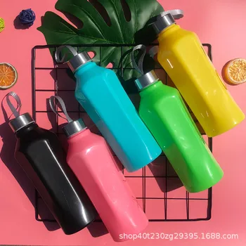 

800ml Portable Direct Drinking Colorful Water Cup with Stainless Steel Cover Plastic Sports Water Bottle Outdoor Drinkware