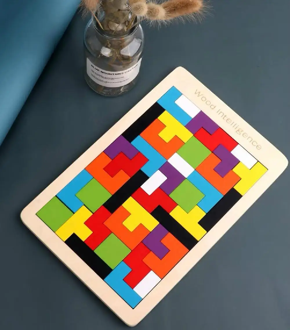 

Wooden Tetris Puzzle Toys It Can Help Develop Baby's Logical Thinking, Practice And Creativity Children's Birthday Gifts