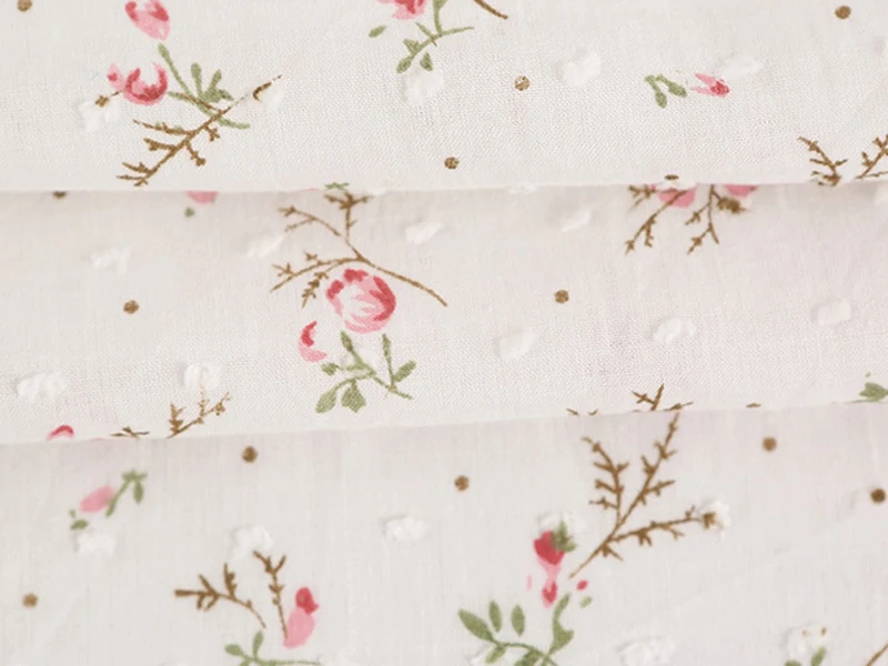 1Yard*140cm Elegant Floral Lace Embroidery Cotton Fabric Material For Shirt