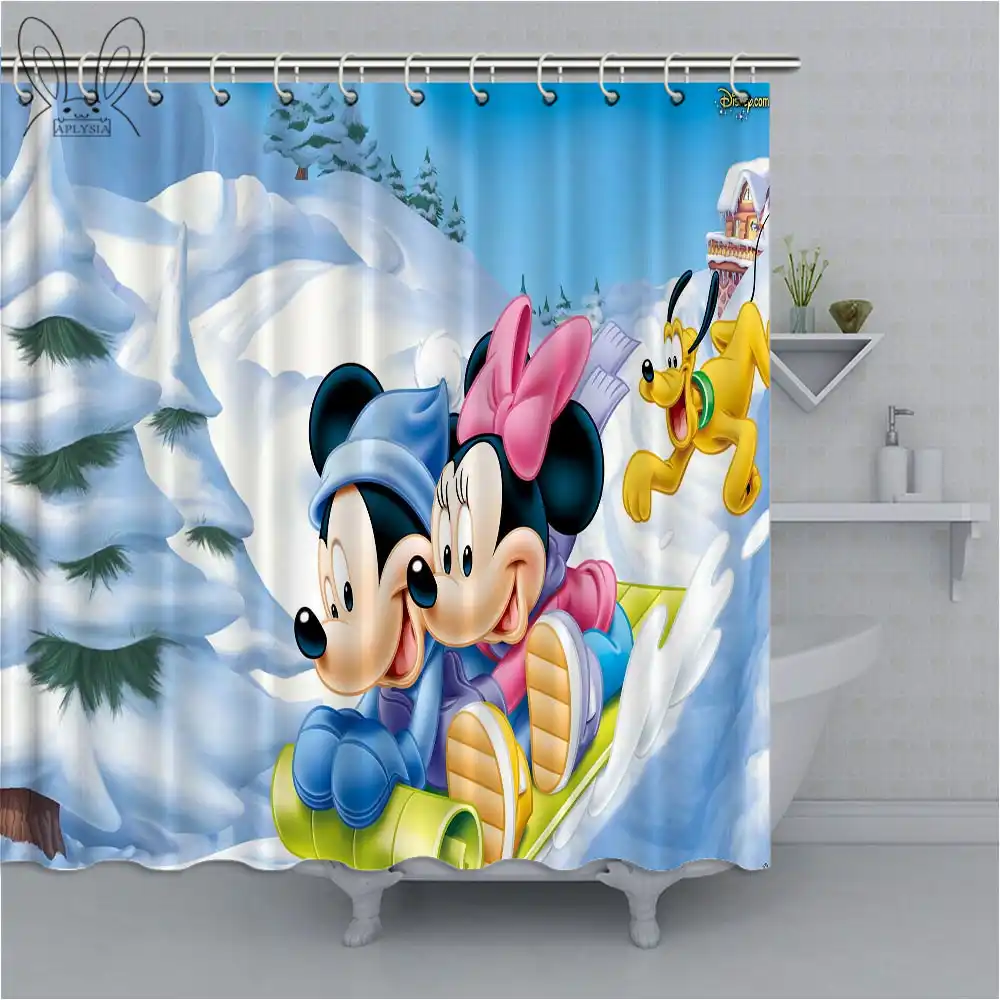 Aplysia Disney Mickey Bath Shower Curtain For Kids Decor Hot