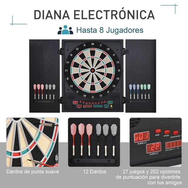 Diana electrónica 50x45 cm con 6 dardos Aktive Sports, Dianas electrónicas, Dardos  diana, Juegos de dardos