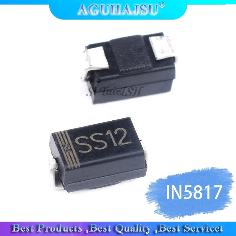 100 шт. SMA 1N5817 smd 1A 20V do-214ac IN5817 диод Шоттки SS12 | Электронные компоненты и