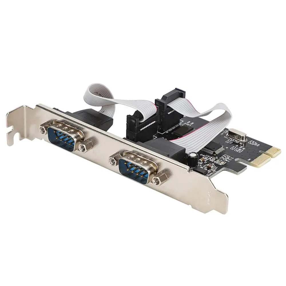 PCI-E PCI Express, чтобы двойной серийный DB9 RS232 2-Порты и разъёмы контроллер адаптера компьютера Компоненты и практичный хорошее качество