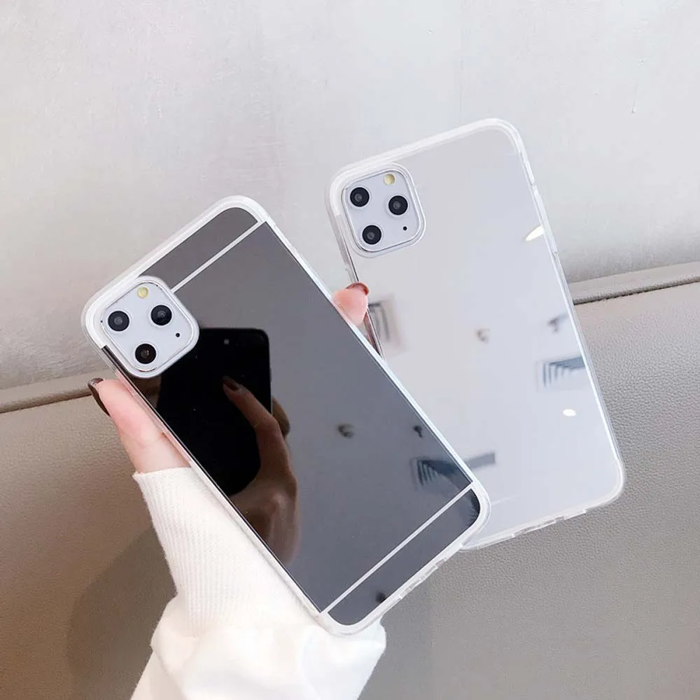Креативный чехол для iPhone 7 8 Plus зеркала макияжа XS 6 6S 11 pro XR X Max однотонные чехлы
