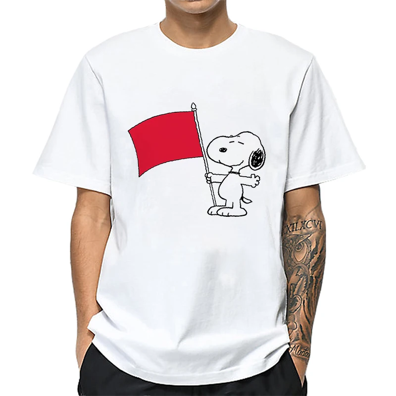 Маунтшарп принт для мужчин футболка летние топы Короткий рукав милый Snoopy узор