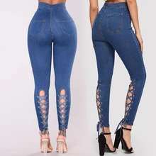 Новые европейские высокие эластичные облегающие джинсы женские модные дизайнерские брюки с рюшами узкие джинсовые брюки женские