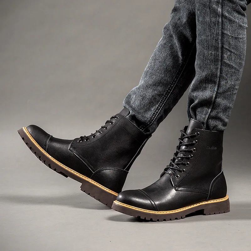 

MEN'S BOOTS Korean-style Fashion Martin Boots MEN'S SHOES Winter plus Velvet Warm England High Shoes Tube
