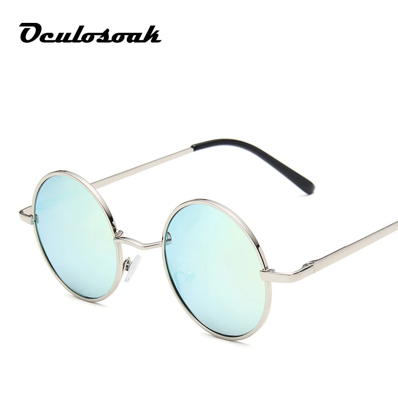 Oculosoak, классические,, круглые, металлические, стильные солнцезащитные очки для мужчин и женщин, Ретро стиль, фирменный дизайн, солнцезащитные очки Oculos De Sol, 3447 - Цвет линз: C5-Silver gold