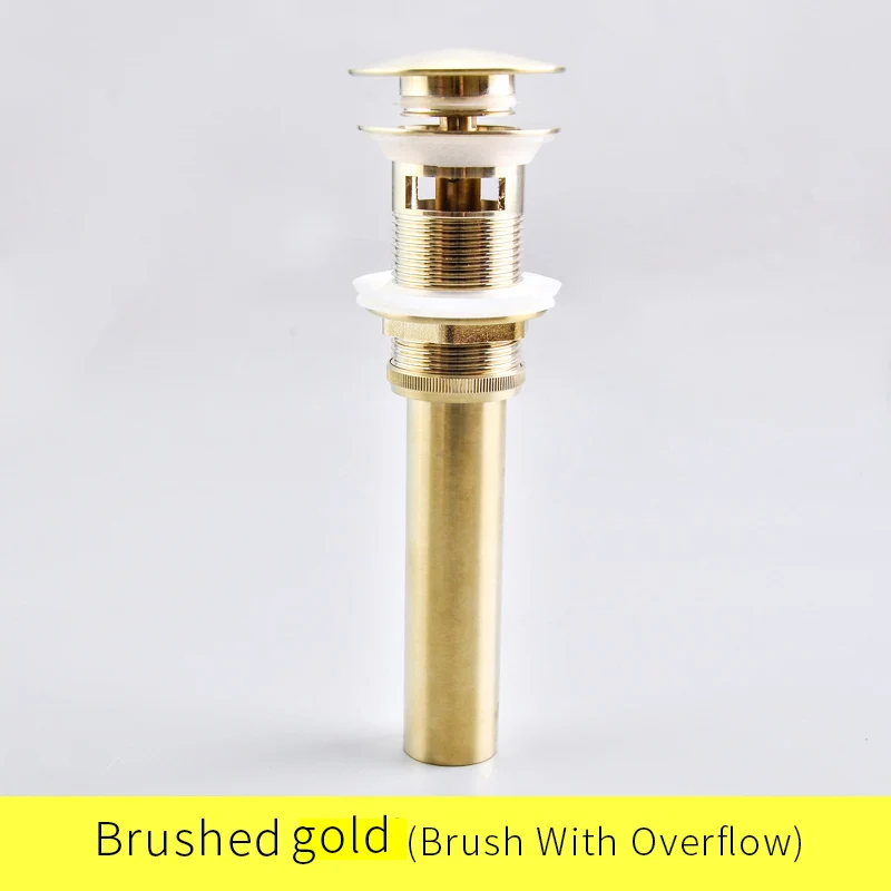 Brushed Gold2 Раковина для ванной комнаты всплывающий слив латунь с& без перелива тщеславия раковина для отходов Слив 4 цвета на выбор - Цвет: Brushed Gold2