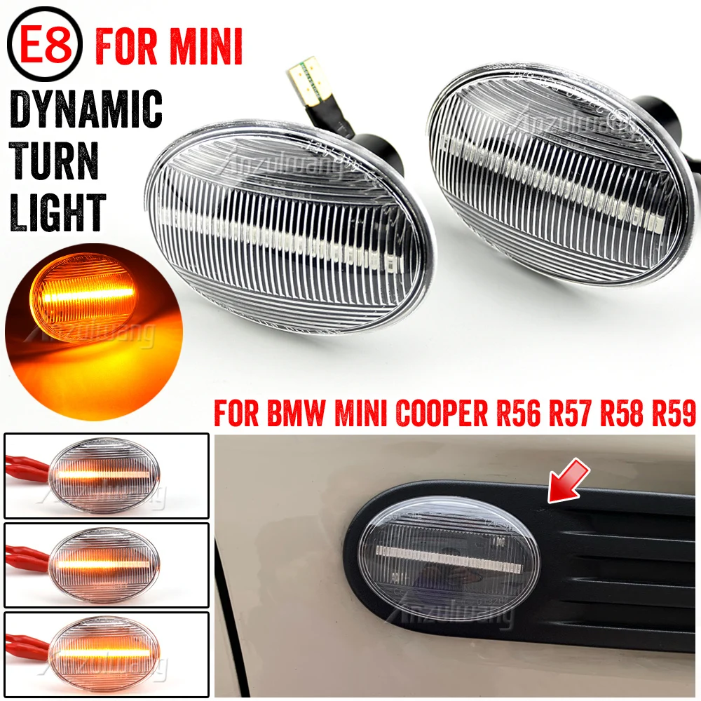 2pcs Flowing Turn Signal Light Dynamic Led Side Marker For Bmw Mini