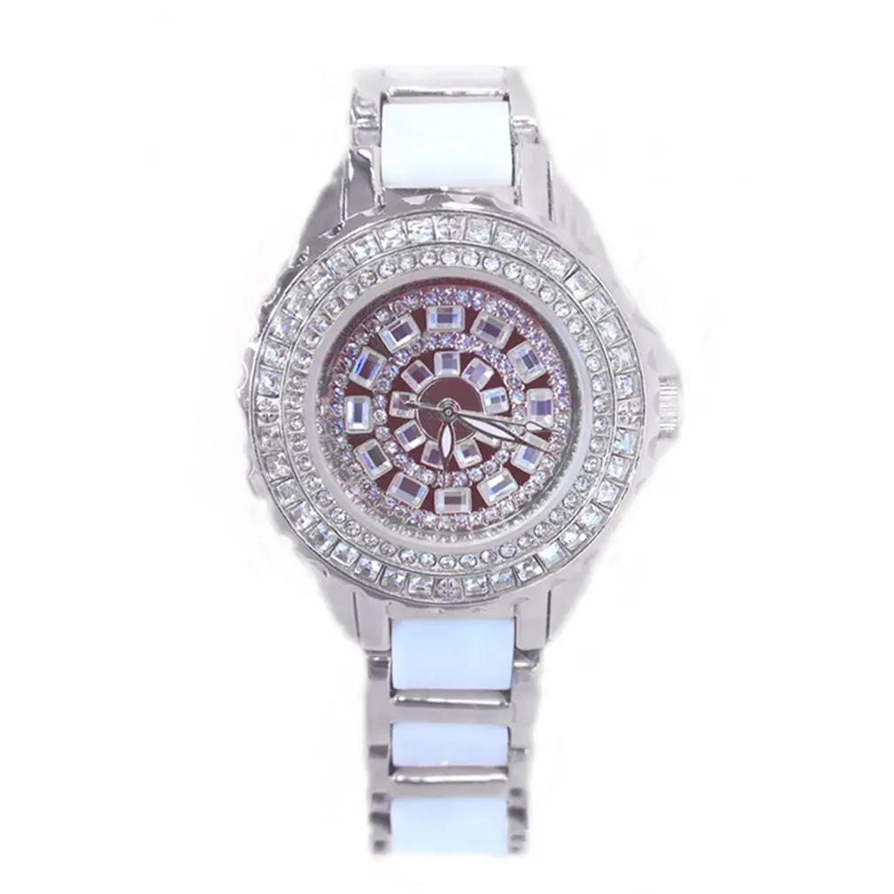 GENBOLI для женщин Стразы браслет Женские часы с круглым циферблатом на