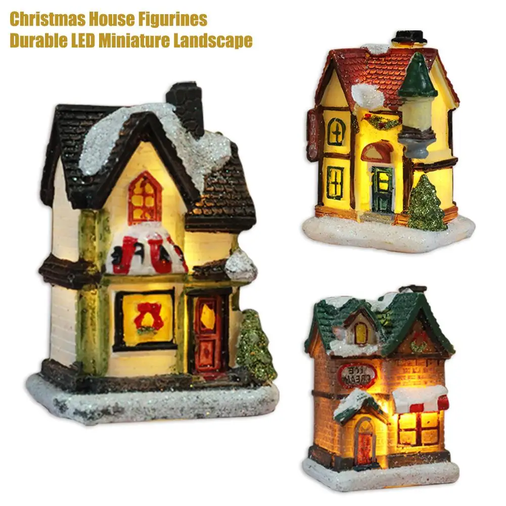 

Christmas House Figurines Durable LED Miniature Landscape