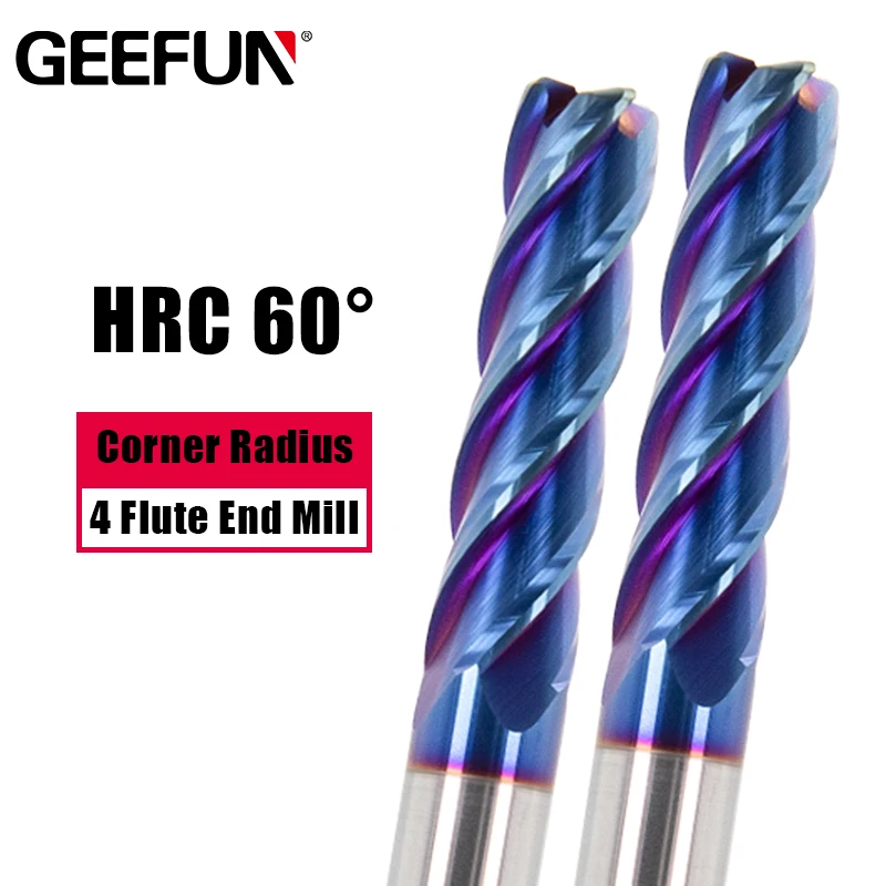 

Carbide Corner Radius End Mill Tungsten Steel CNC HRC 60 Milling Cutter Machine Tool 4 Flutes Cutter R0.5 R1 Metal Router