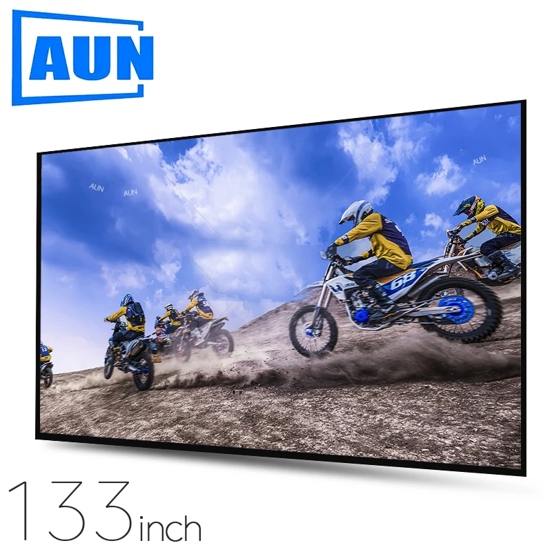 AUN Thicken Projector Screen 100/120/133 inch 16:9 Foldable Portable White cloth material for 4K Full HD Home theater