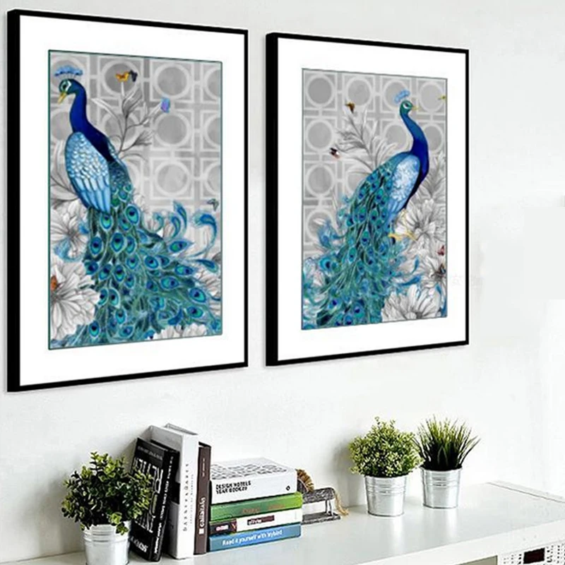 

Hot 1Set Hot Sale High Quality Peacock Cross-stitch Home Decoration DIY Popular 5D Rhinestone Painting Embroider Animal Partial