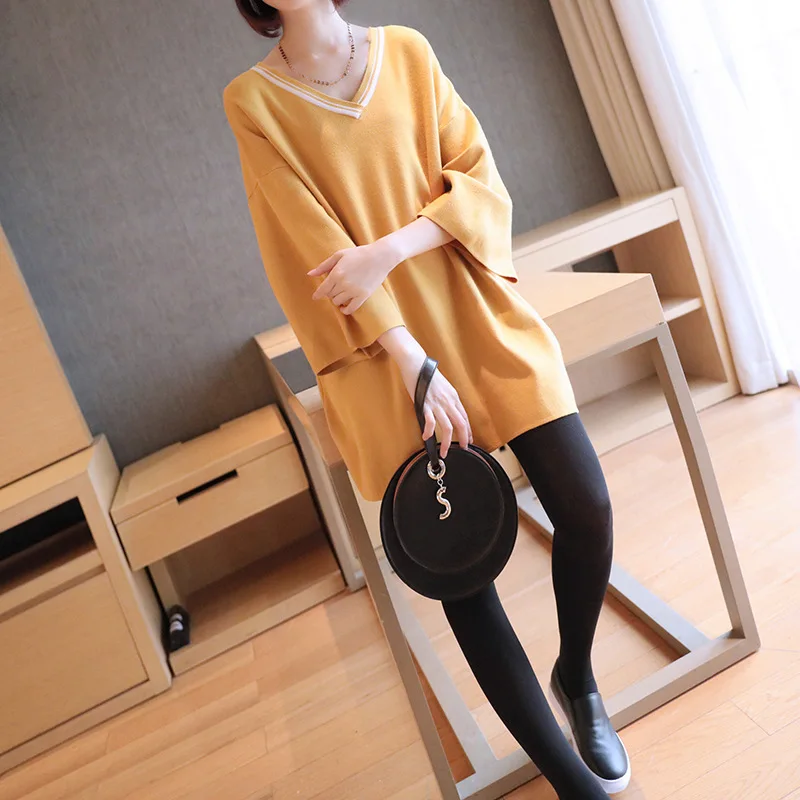 Модный весенний свитер с v-образным вырезом и рукавом три четверти, удобный женский свитер QF22515