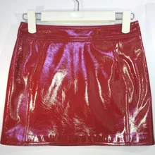 Юбка-карандаш из искусственной кожи, Женская винтажная мини-юбка с высокой талией, Повседневная Клубная одежда, сексуальные блестящие юбки из искусственной кожи для вечеринок, низ