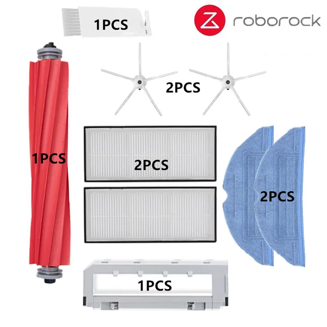 Xiaomi Roborock S70 S7 S7Max T7S T7S Plus Main Brush Hepa Filter Mop Pad Vacuum Cleaner spare Parts Roborock S7 Accessories White 9pcs