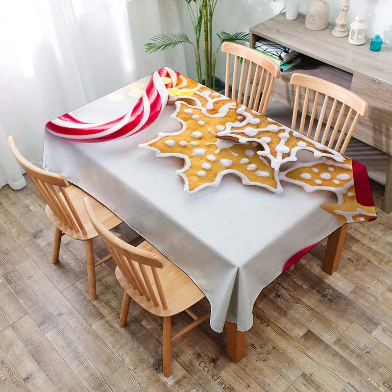 Christmas Biscuits 3D Printed Pattern Rectangular Tablecloths Picnic Dustproof Table Cover Tea Machine Cloth Bedside Cabinet Mat - Color: No.8