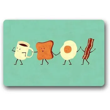 

Funny Let's Enjoy Ourselves and Have Breakfast Custom home& kitchen Doormat Home Decoration Entry Non-slip Door Mat Rubber Was